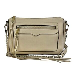 Rebecca Minkoff Avery Beige Saffiano Leather Crossbody Bag Clutch